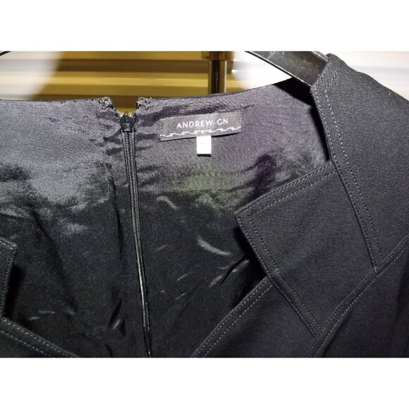 Andrew GN Luxury Fitted Black Long Sleeve Dress Size 46 EU 1416 US Rich Fabric - Picture 13 of 16